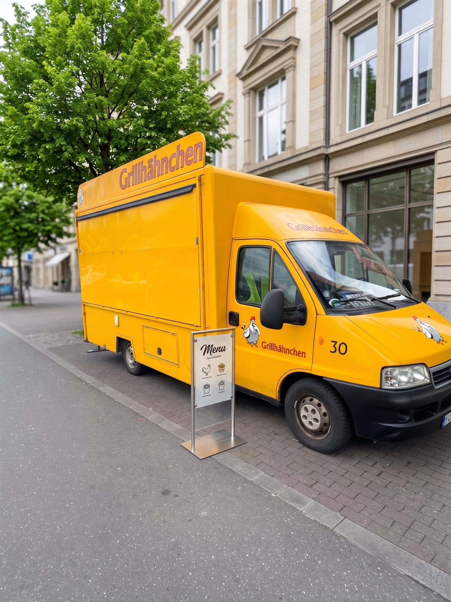 Unser gelber Grillhähnchen-Foodtruck in Köln